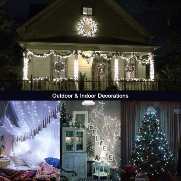 NEXVIN Christmas Fairy Lights Mains Powered, 20M 200 LED String Lights Plug in with Timer, 8 Modes for Bedroom Indoor Outdoor Garden Christmas Xmas Tree Decorations (White)