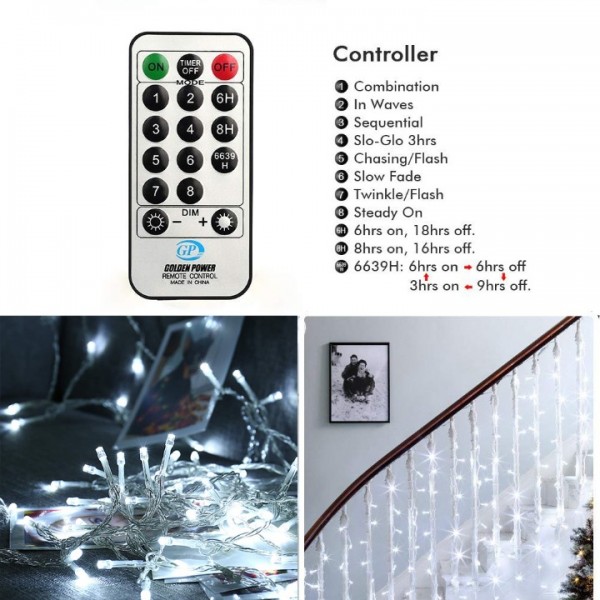 NEXVIN Christmas Fairy Lights Mains Powered, 66ft/20M 200 LED String Lights Plug in with Remote Control & Timer, 8 Modes for Bedroom Indoor Outdoor Garden Christmas Xmas Tree Decorations (White)