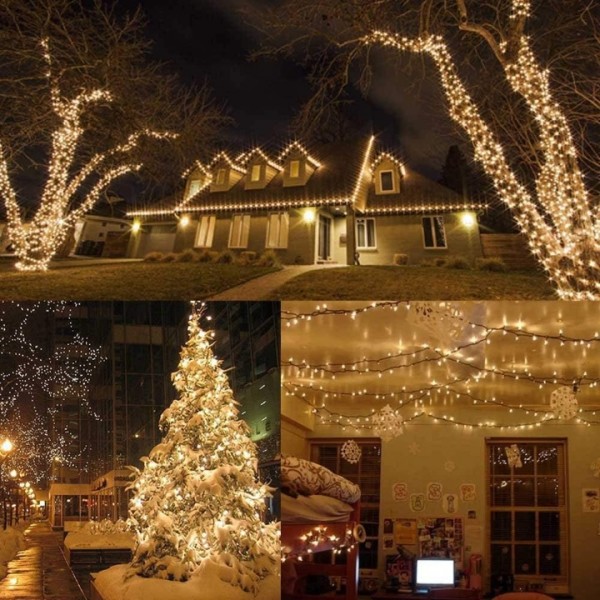 NEXVIN Christmas Fairy Lights Mains Powered, 20M 200 LED String Lights Plug in with Timer, 8 Modes for Bedroom Indoor Outdoor Garden Christmas Xmas Tree Decorations (Warm White)