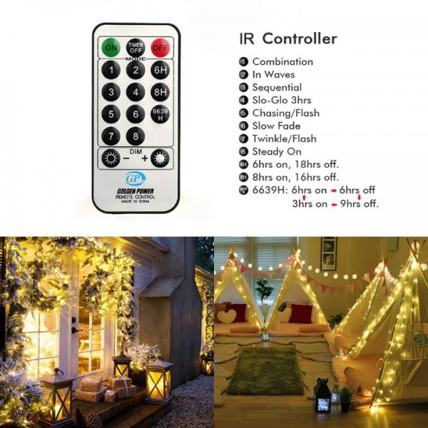 NEXVIN Christmas Fairy Lights Mains Powered, 66ft/20M 200 LED String Lights Plug in with Remote Control & Timer, 8 Modes for Bedroom Indoor Outdoor Garden Christmas Xmas Tree Decorations (Warm White)