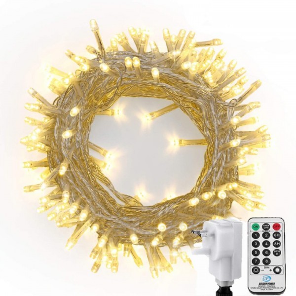 NEXVIN Christmas Fairy Lights Mains Powered, 66ft/20M 200 LED String Lights Plug in with Remote Control & Timer, 8 Modes for Bedroom Indoor Outdoor Garden Christmas Xmas Tree Decorations (Warm White)