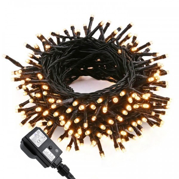 NEXVIN Christmas Fairy Lights Mains Powered, 20M 200 LED String Lights Plug in with Timer, 8 Modes for Bedroom Indoor Outdoor Garden Christmas Xmas Tree Decorations (Warm White)